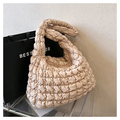 Women Fashion Crossbody Bag Large Capacity Puffy Nylon Casual Handbag Lightweight Quilted Padded Double Zipper Hobo Shoulder Bag