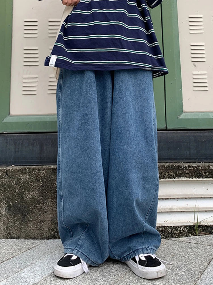 Y2k Jeans Men's Personality Solid Color Classic Korean Fashion Denim Trousers Male Harajuku Jeans Straight Wide Leg Pants
