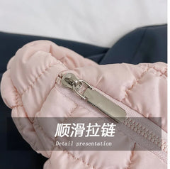 Women Fashion Crossbody Bag Large Capacity Puffy Nylon Casual Handbag Lightweight Quilted Padded Double Zipper Hobo Shoulder Bag