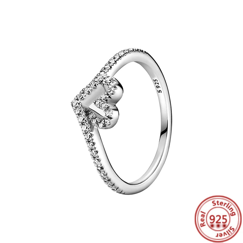 New Hot 925 Silver Crown Sparkling Rings Sun Moon Celestial Wishbone Women's Set Ring Wedding Diy Charm Luxury DIY Jewelry Gift