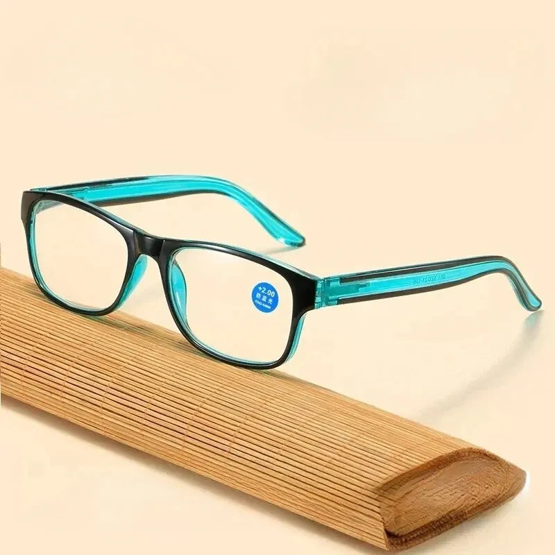 Anti Blue Light Reading Glasses Fashion Women Men Clear Sqaure Computer Presbyopic Eyeglasses Spring Legs Frame Eyewear