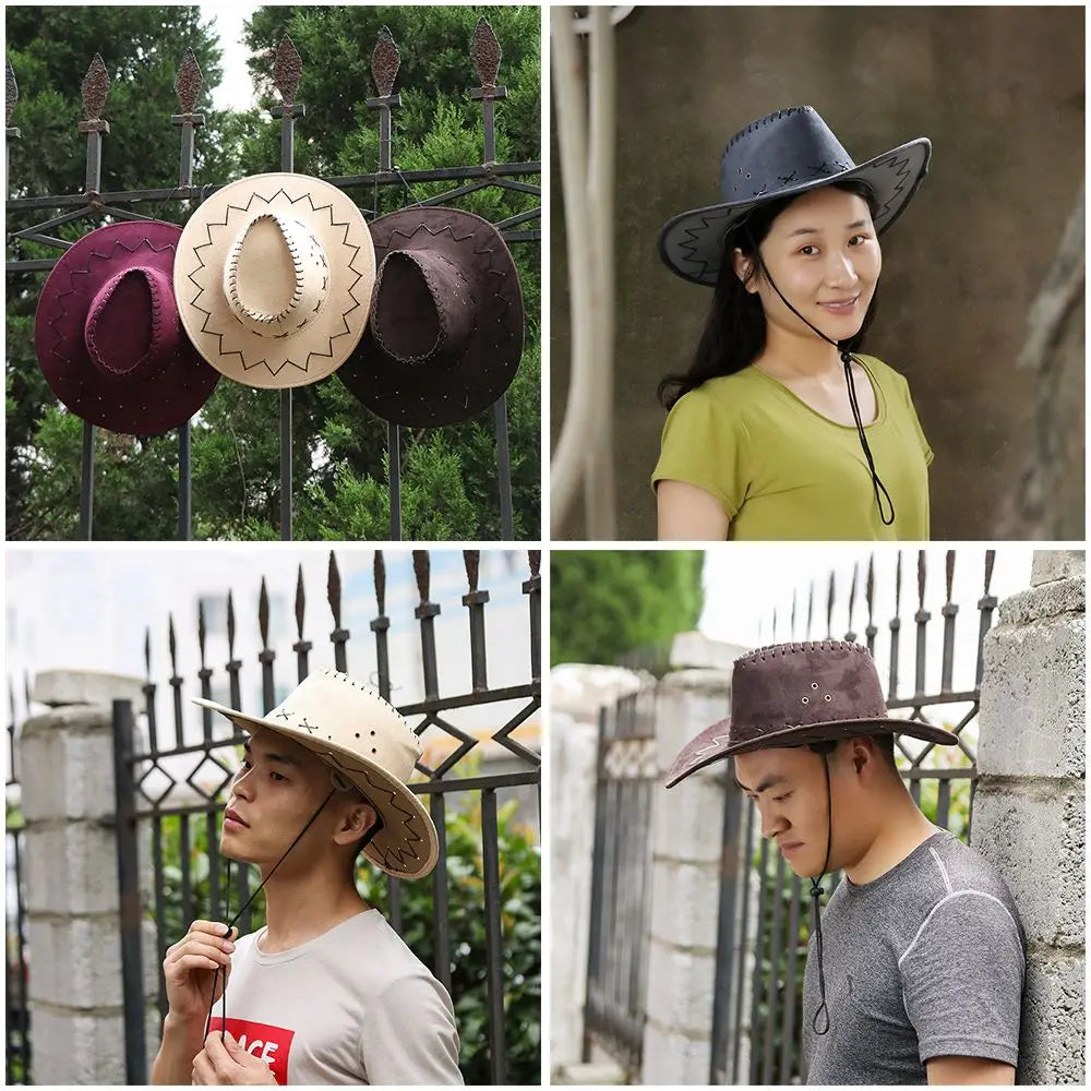 Unisex Cowboy Hat Suede Fashion Cowboy Cap Womens Mens Hat Practical Wild West Fancy Dress Hot Sale Western Headwear Cap