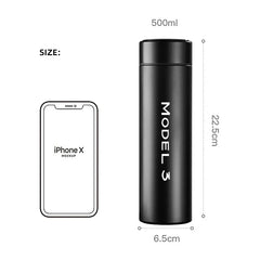 For Tesla model3  500ml Digital Thermos Cup Intelligent Temperature Display Water Bottle Heat Preservation Vacuum Thermos Flask