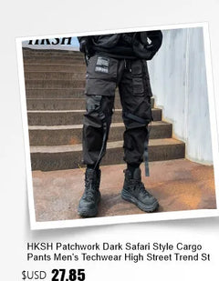 HKSH Men's Punk Darkwear High Street Nihce Design Shirts Sleeve Detachable Necktie Casual Tops Summer Spring Chic Blouse HK0006