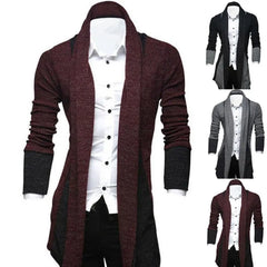 Stylish Long Sleeves Cardigan Coat Loose Fit Stretchy Knitted Sweater Color Block Breathable Men Knitwear Men's Clothing