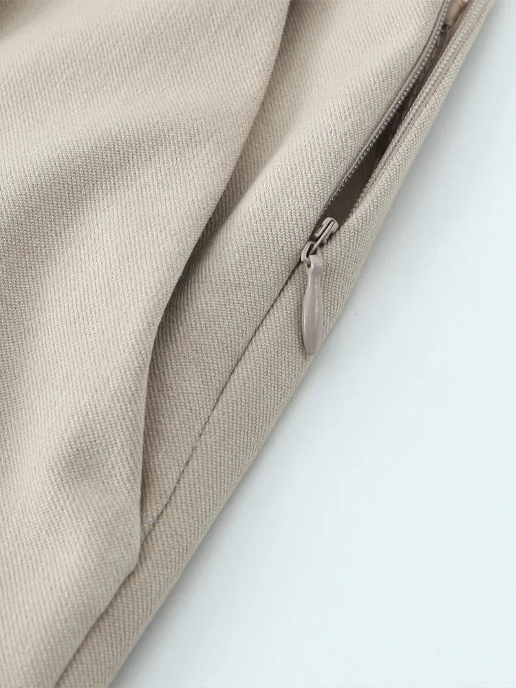 Willshela Women Fashion Solid Lace Up Side Zipper Straight Pants Vintage High Elastic Waist Female Chic Lady Trousers