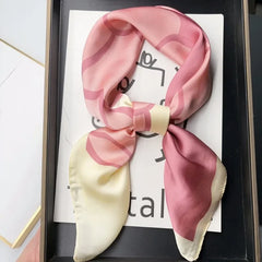 Luxury Brand 2024 Square Scarf Women Cat Neck Hair Tie Band Beach Hijab Kerchief Head Headbands Bandana Female Foulard 70cm