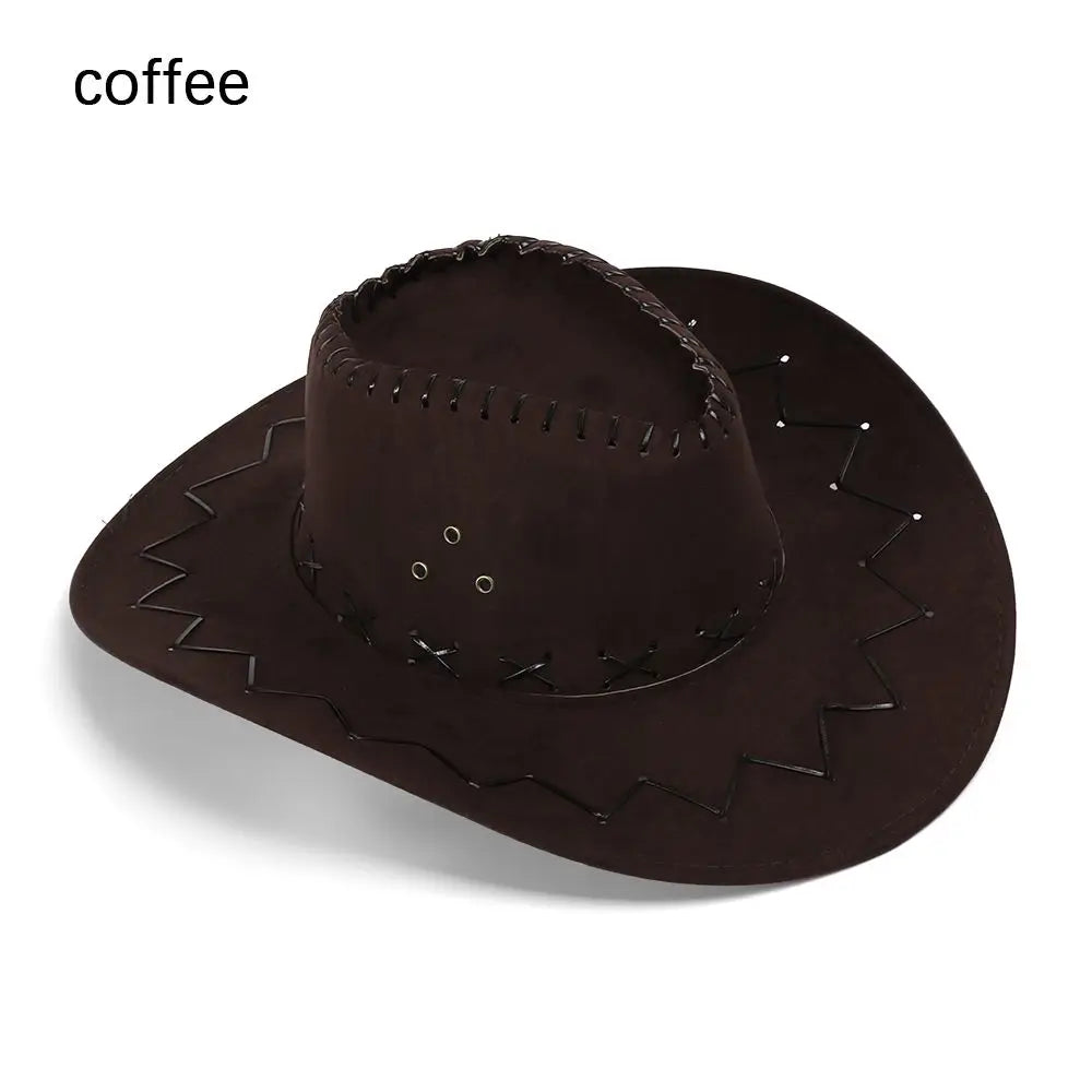Unisex Cowboy Hat Suede Fashion Cowboy Cap Womens Mens Hat Practical Wild West Fancy Dress Hot Sale Western Headwear Cap