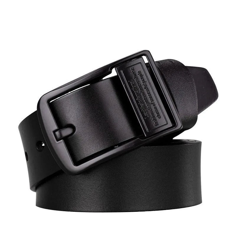 New Leather Cowhide Men's Belt Fashion Metal Alloy Pin Buckle Adult Luxury Brand Jeans Business Casual Waist Male Strap Brand