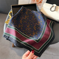Luxury 2024 Silk Print Hair Scarf Women Floral Kerchief Neck Tie Hand Wrist Foulard Shawl Wraps Head Hijab Bandana Echarpe