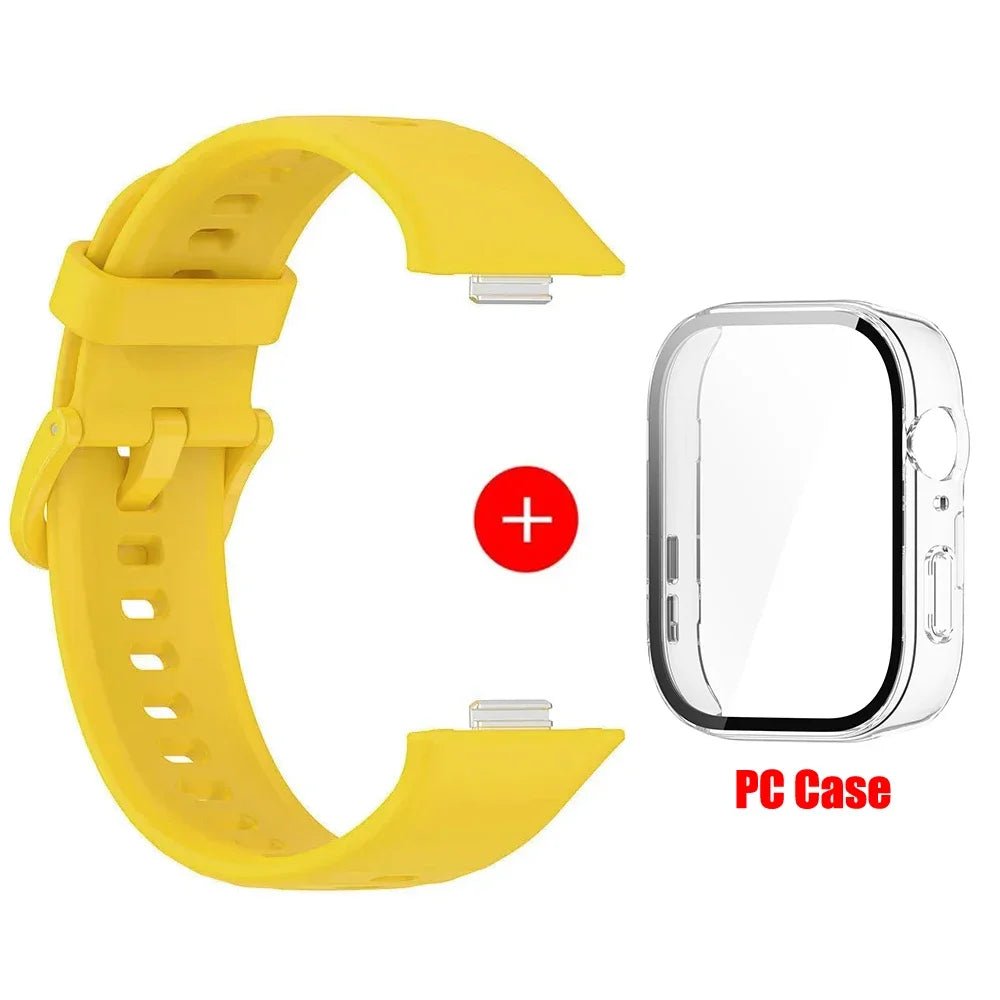 Tempered glass case+band For Huawei Watch Fit 3 Straps silicone sport bracelet for Huawei Fit3 Replacement watchband Accessories