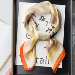 Luxury Brand 2024 Square Scarf Women Cat Neck Hair Tie Band Beach Hijab Kerchief Head Headbands Bandana Female Foulard 70cm