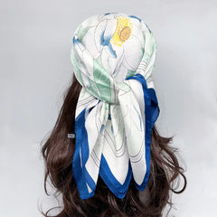 Luxury Brand 2024 Square Scarf Women Cat Neck Hair Tie Band Beach Hijab Kerchief Head Headbands Bandana Female Foulard 70cm