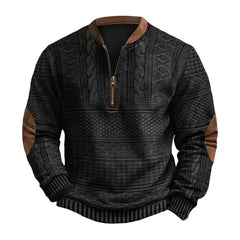 Pullover Sweatshirt Men's Rhombus Texture Patchwork Half Zipper Sweatshirt for Fall Winter Outdoor Sports Men Patchwork