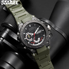 SMAEL 8060 Fashion Brand Alloy Watch Men's Multi functional Cool Dual Display Outdoor Waterproof Electronic Watch