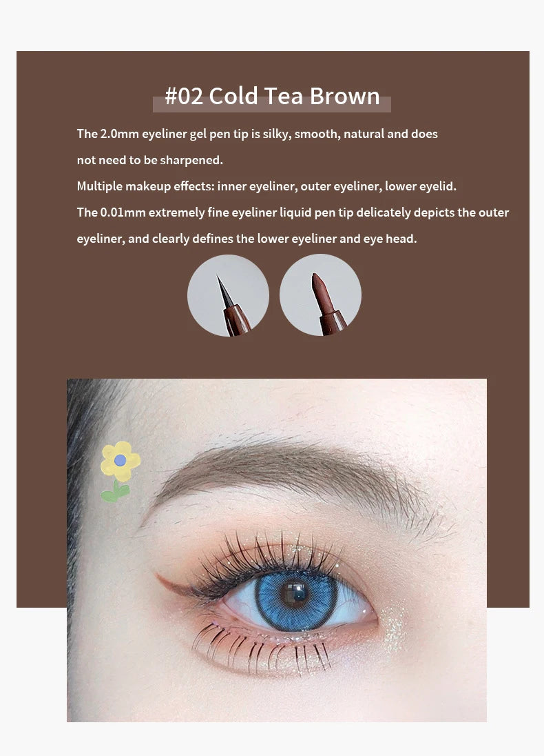 Double-headed Eyeliner Pen Evenly Pigmented Long Lasting Waterproof Smudge-proof Eye Make Up