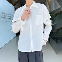 HKSH Men's Punk Darkwear High Street Nihce Design Shirts Sleeve Detachable Necktie Casual Tops Summer Spring Chic Blouse HK0006