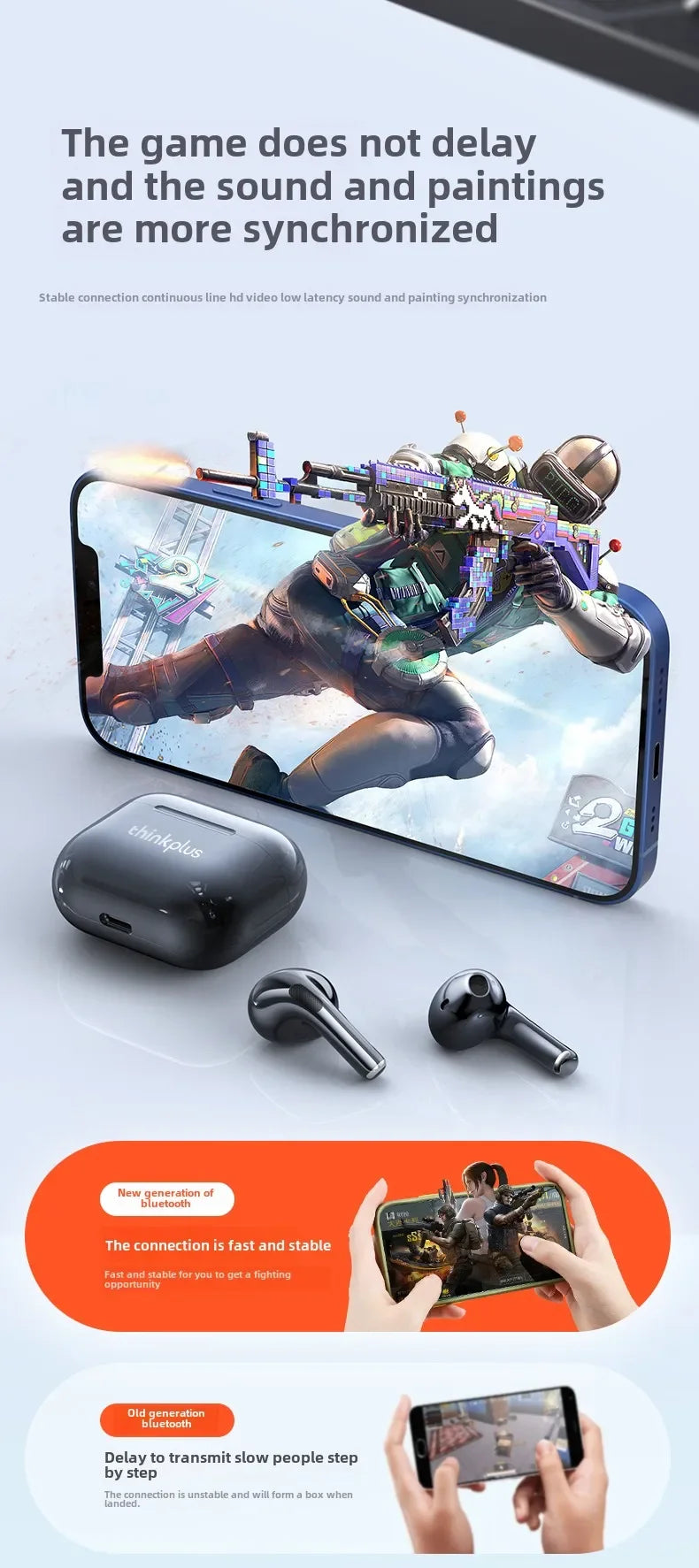 Lenovo Thinkplus LP40 Bluetooth Earphones Wireless Headset for Mobile Phone Music Gaming Earbuds Original Choice