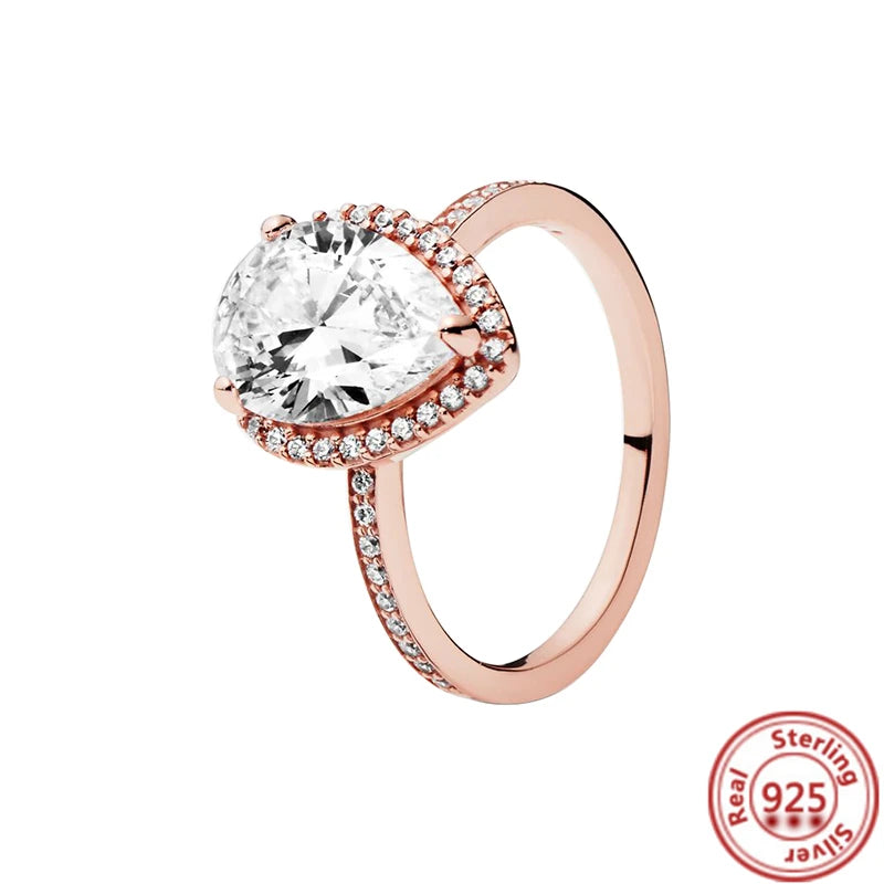 New Hot 925 Silver Crown Sparkling Rings Sun Moon Celestial Wishbone Women's Set Ring Wedding Diy Charm Luxury DIY Jewelry Gift