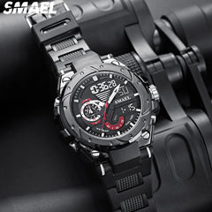SMAEL 8060 Fashion Brand Alloy Watch Men's Multi functional Cool Dual Display Outdoor Waterproof Electronic Watch