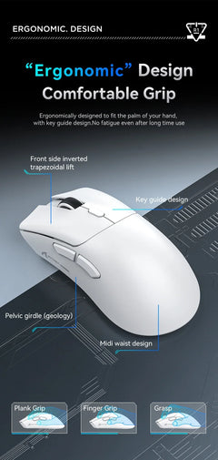 Attack Shark R1 18000dpi Wireless Bluetooth Mouse, Ultra Lightweight Ergonomic Design Mouse, PAW3311 Macro Gaming Mouse