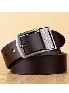 New Leather Cowhide Men's Belt Fashion Metal Alloy Pin Buckle Adult Luxury Brand Jeans Business Casual Waist Male Strap Brand
