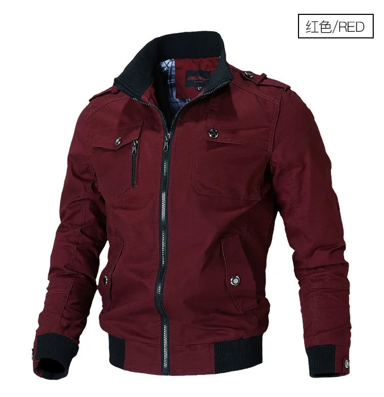 2024 Autumn New Men's Casual Jacket American style Fashion Stand-up Collar Thick Denim Cargo Pants Pure Cotton Man Coat Clothes