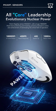 Attack Shark R1 18000dpi Wireless Bluetooth Mouse, Ultra Lightweight Ergonomic Design Mouse, PAW3311 Macro Gaming Mouse