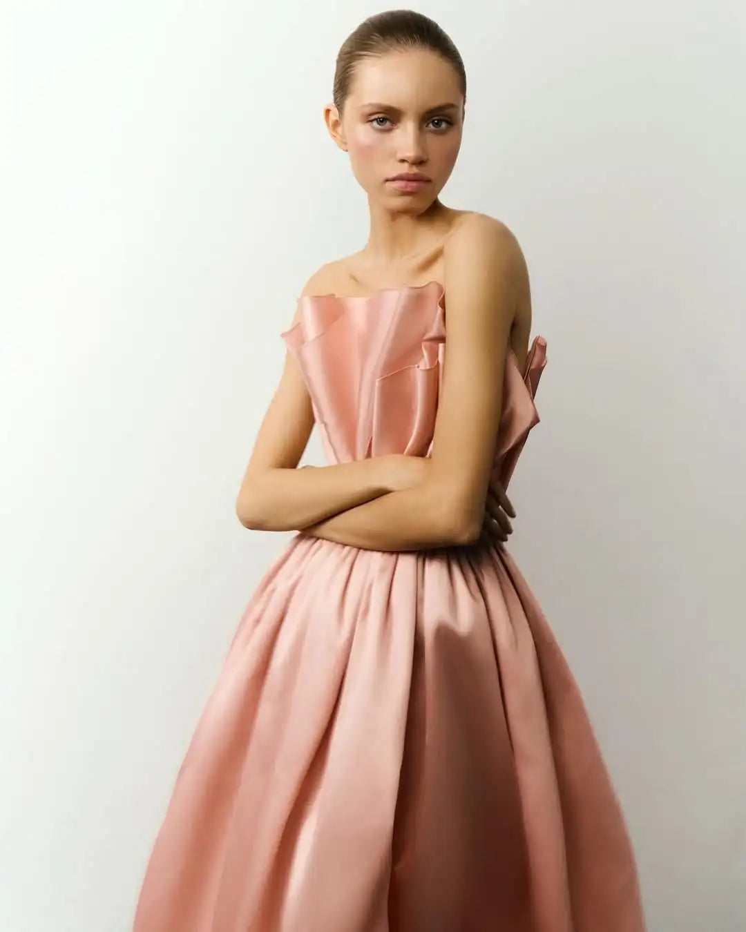 Couture 2025 Formal Party Dresses Strapless Ruffled Silk Satin Evening Maxi Dress High Slit Celebrity Formal Dress Prom Gowns