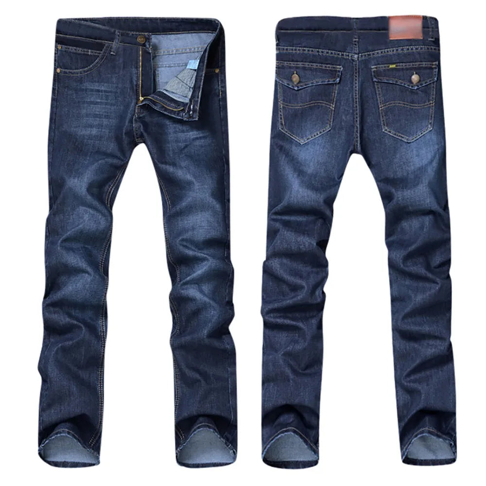 Men's Workwear Denim Trousers 2024 New Casual Autumn Spring Hip Hop Long Jeans Trousers Stretch Loose Male Straight Denim Pants