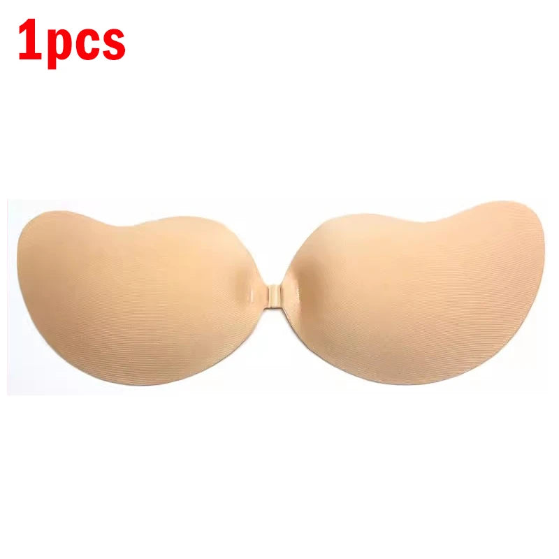 Women Invisible Push Up Bra Backless Strapless Bra Seamless Front Closure Bralette Underwear Women Self-Adhesive Silicone Sticky