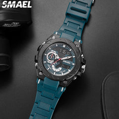 SMAEL 8060 Fashion Brand Alloy Watch Men's Multi functional Cool Dual Display Outdoor Waterproof Electronic Watch