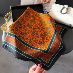 Luxury 2024 Silk Print Hair Scarf Women Floral Kerchief Neck Tie Hand Wrist Foulard Shawl Wraps Head Hijab Bandana Echarpe