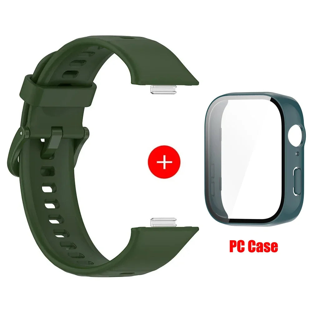 Tempered glass case+band For Huawei Watch Fit 3 Straps silicone sport bracelet for Huawei Fit3 Replacement watchband Accessories