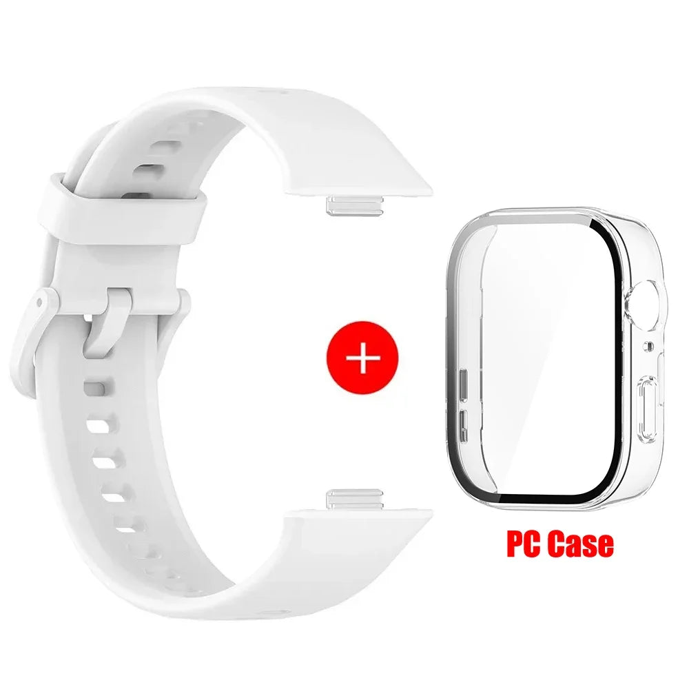 Tempered glass case+band For Huawei Watch Fit 3 Straps silicone sport bracelet for Huawei Fit3 Replacement watchband Accessories