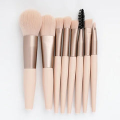 Mini Brush 8-Piece Makeup Bag Portable concealer powder brush set soft fur make-up tool  Green snap bag