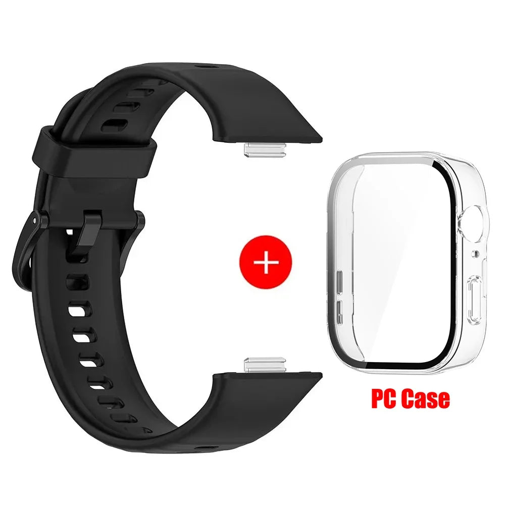 Tempered glass case+band For Huawei Watch Fit 3 Straps silicone sport bracelet for Huawei Fit3 Replacement watchband Accessories