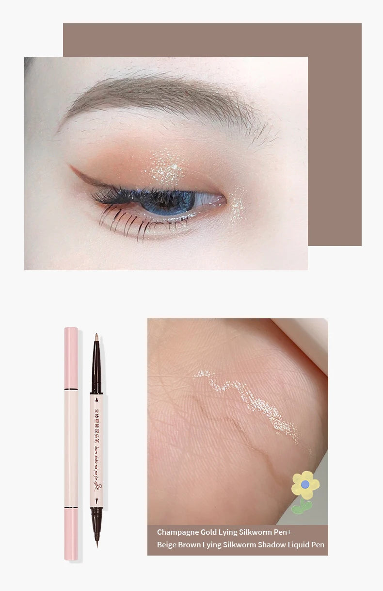 Double-headed Eyeliner Pen Evenly Pigmented Long Lasting Waterproof Smudge-proof Eye Make Up