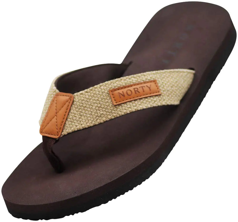 NORTY 12 Mens Thong Sandals - Comfortable Flip Flops for Men - Perfect for Beach Pool and Casual Wear - Brown/Tan