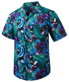 Mens Hawaiian Shirts Short Sleeve Tropical Aloha Hawaiian Shirts for Men Button Down Casual Summer Beach Shirt