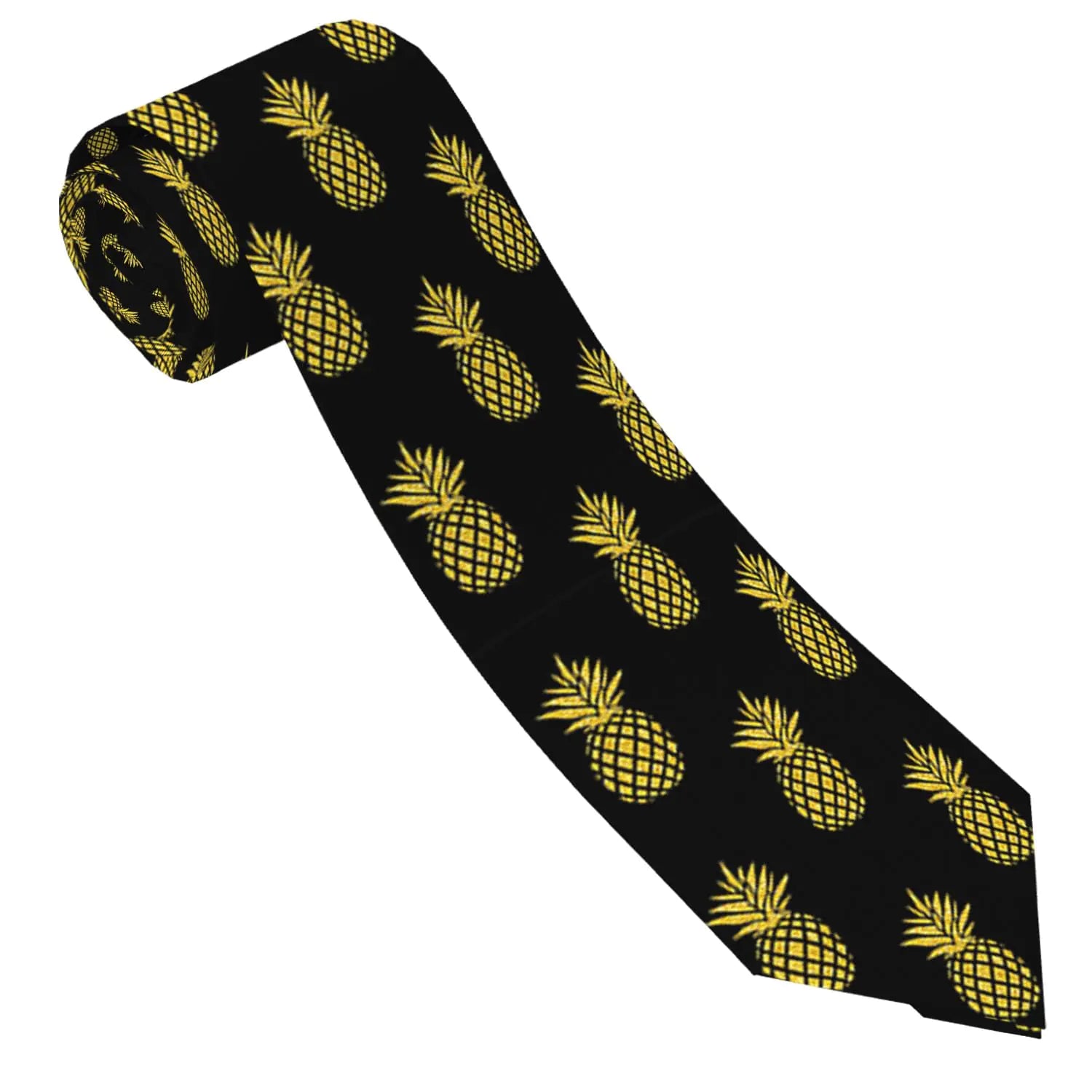 Womgela Gold Pineapple Black Mens Ties Neck Wear Tie for Formal Business Occasions Work Banquet Anniversary