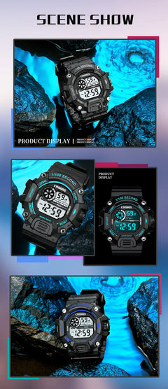 COOBOS Digital Watch Men Waterproof Electronic Fashion LED Watches Luminous Alarm Sports Man Militray Clock Gift Reloj Hombre