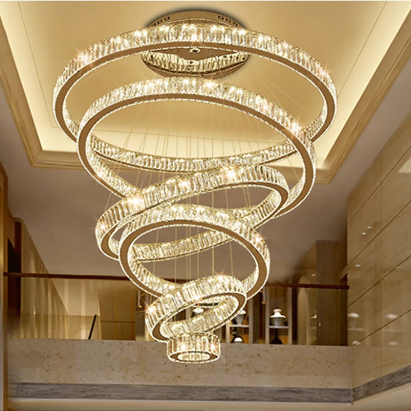 G Living Modern LED Crystal Ring Chandelier Contemporary Ceiling Light for Living Room &amp; Dining Room