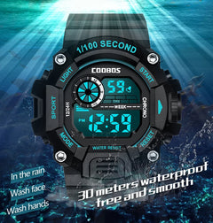 COOBOS Digital Watch Men Waterproof Electronic Fashion LED Watches Luminous Alarm Sports Man Militray Clock Gift Reloj Hombre