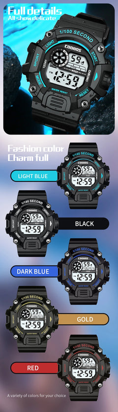 COOBOS Digital Watch Men Waterproof Electronic Fashion LED Watches Luminous Alarm Sports Man Militray Clock Gift Reloj Hombre