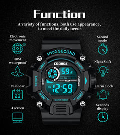 COOBOS Digital Watch Men Waterproof Electronic Fashion LED Watches Luminous Alarm Sports Man Militray Clock Gift Reloj Hombre