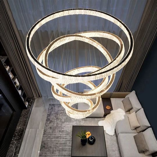 G Living Modern LED Crystal Ring Chandelier Contemporary Ceiling Light for Living Room &amp; Dining Room