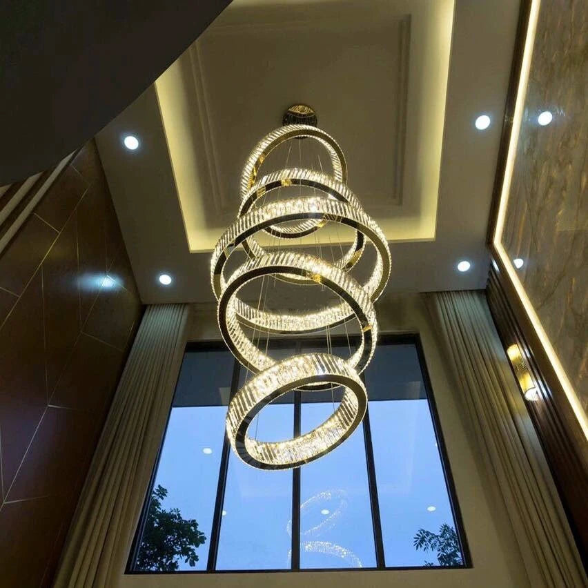 G Living Modern LED Crystal Ring Chandelier Contemporary Ceiling Light for Living Room &amp; Dining Room