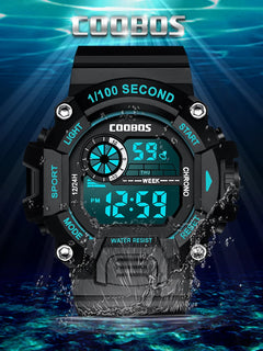 COOBOS Digital Watch Men Waterproof Electronic Fashion LED Watches Luminous Alarm Sports Man Militray Clock Gift Reloj Hombre