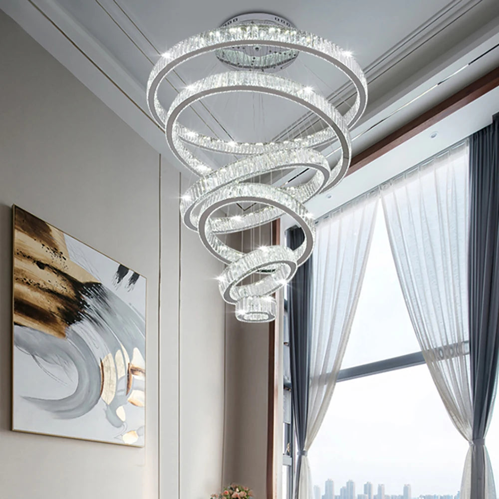 G Living Modern LED Crystal Ring Chandelier Contemporary Ceiling Light for Living Room &amp; Dining Room